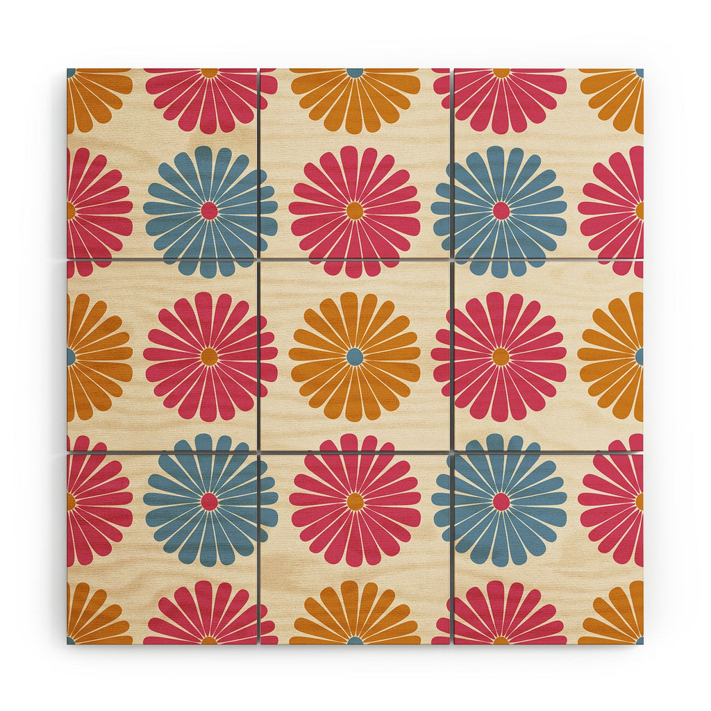 Colour Poems Daisy Pattern Multicolor II Wood Wall Mural