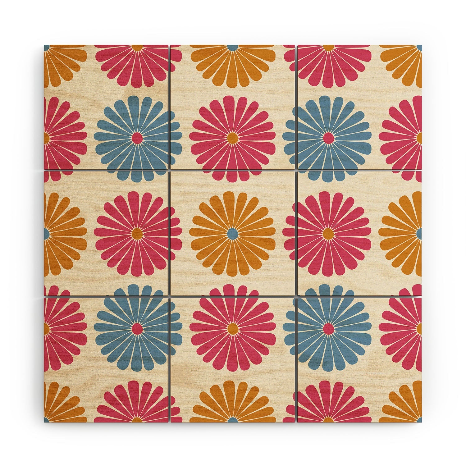 Colour Poems Daisy Pattern Multicolor II Wood Wall Mural