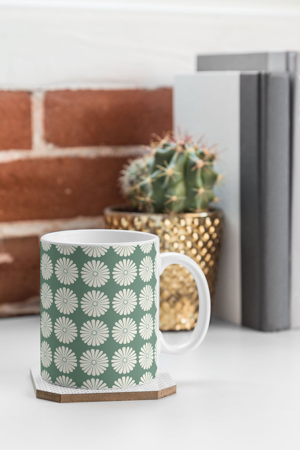Colour Poems Daisy Pattern XXXIV Green Coffee Mug