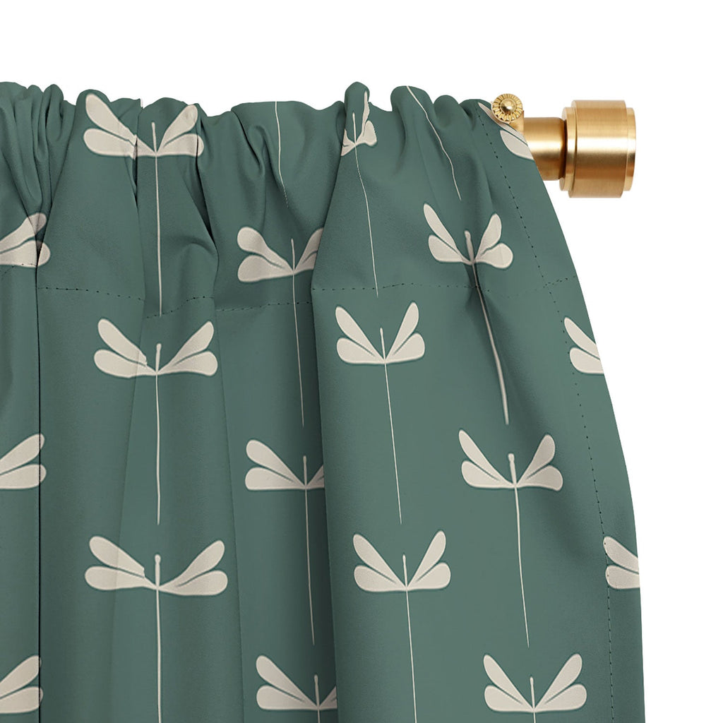 Colour Poems Dragonfly Minimalism Green Blackout Window Curtain