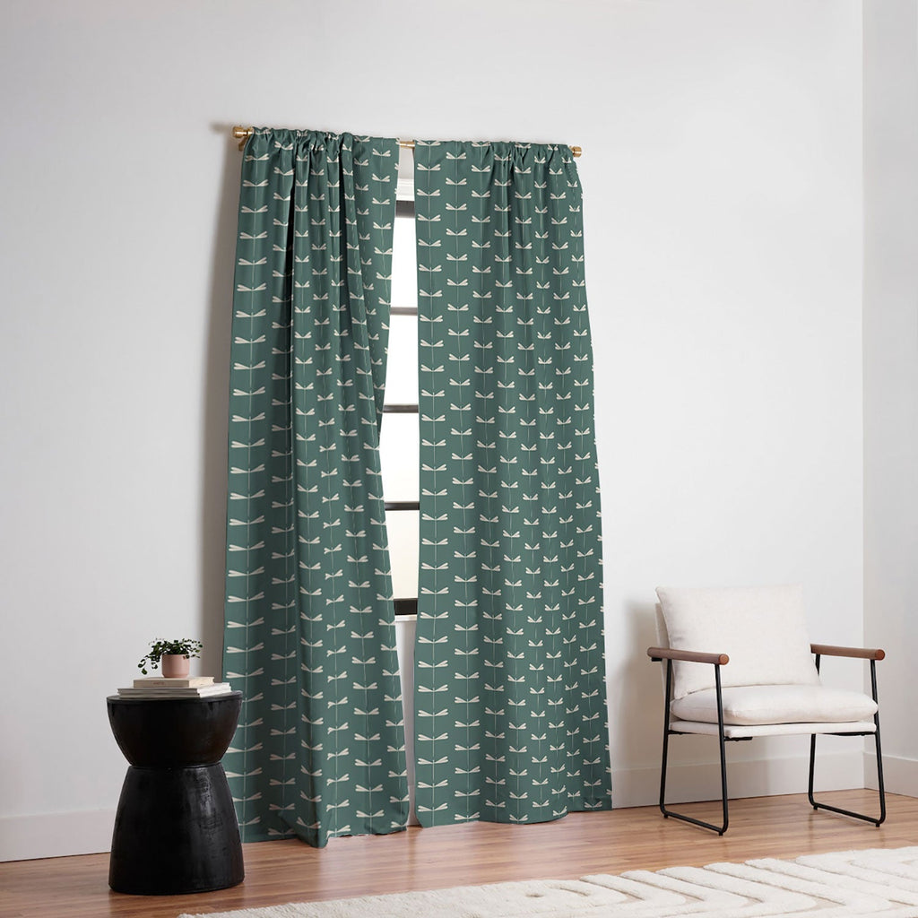 Colour Poems Dragonfly Minimalism Green Blackout Window Curtain