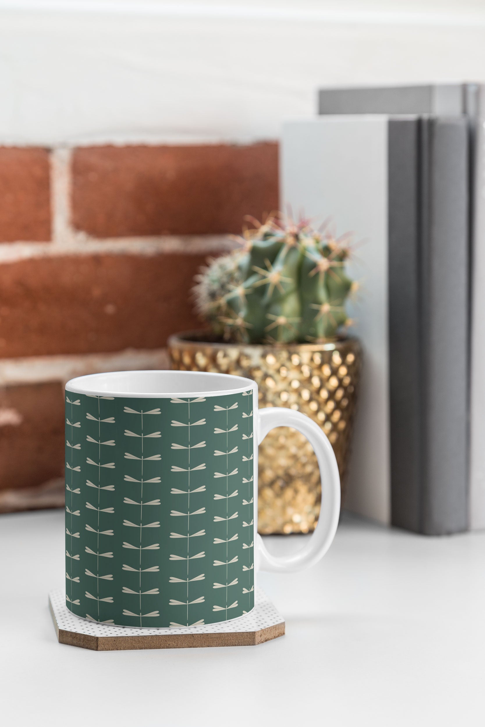 Colour Poems Dragonfly Minimalism Green Coffee Mug