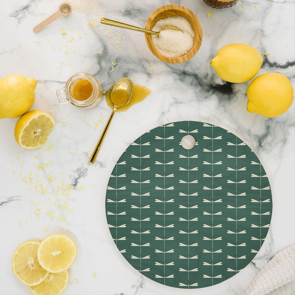 Colour Poems Dragonfly Minimalism Green Cutting Board Round