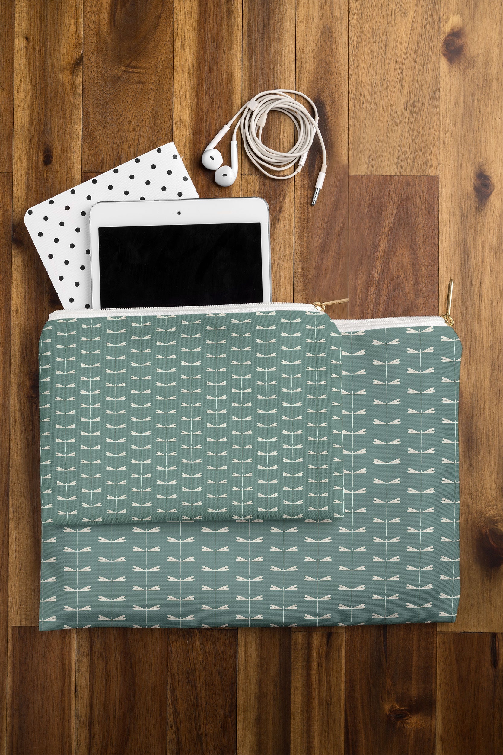 Colour Poems Dragonfly Minimalism Green Pouch