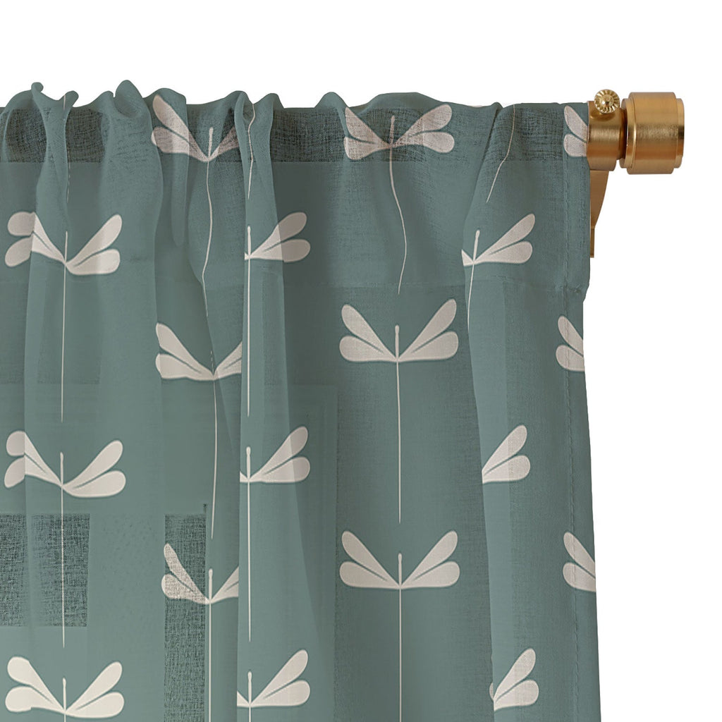 Colour Poems Dragonfly Minimalism Green Sheer Window Curtain