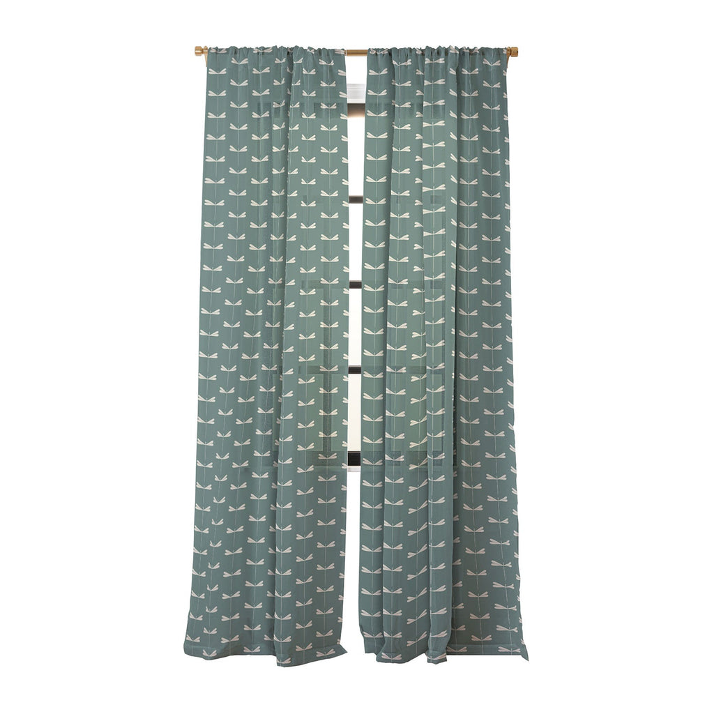 Colour Poems Dragonfly Minimalism Green Sheer Window Curtain