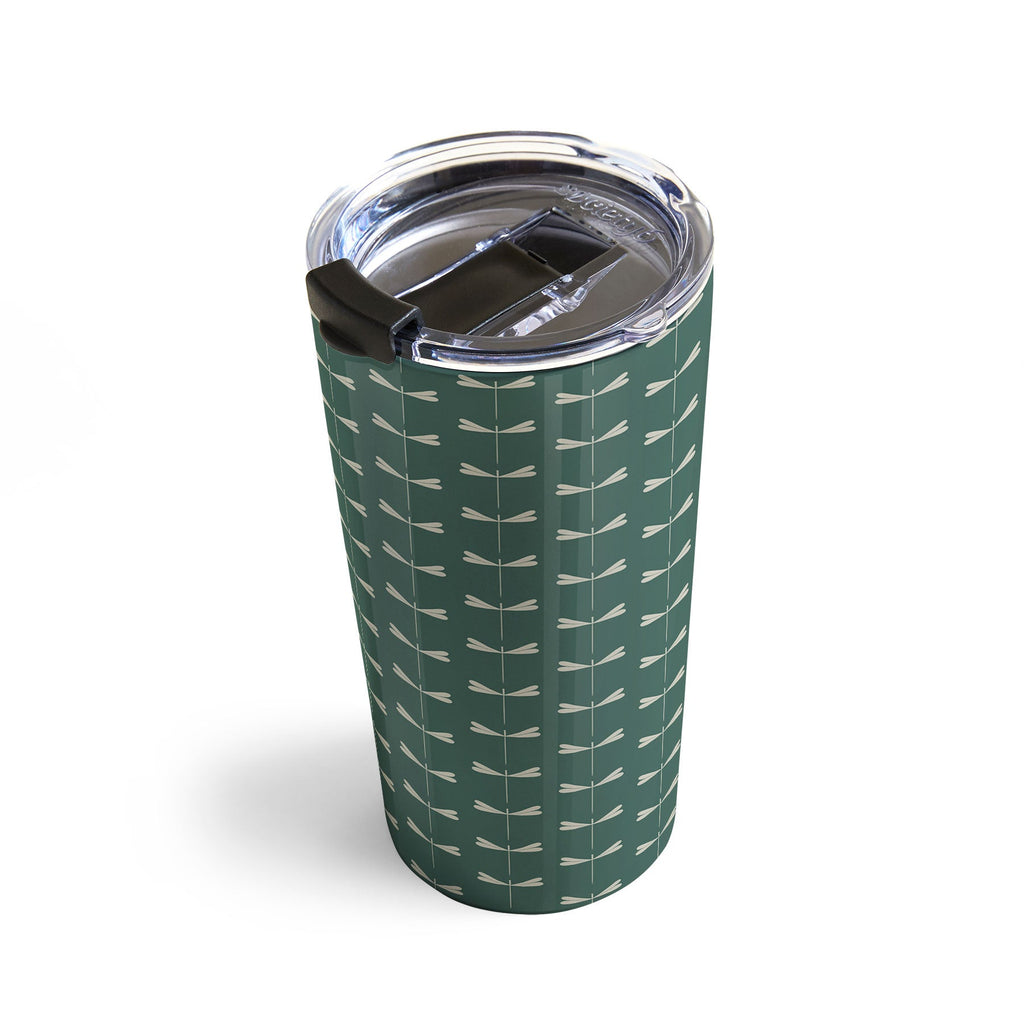 Colour Poems Dragonfly Minimalism Green Travel Mug