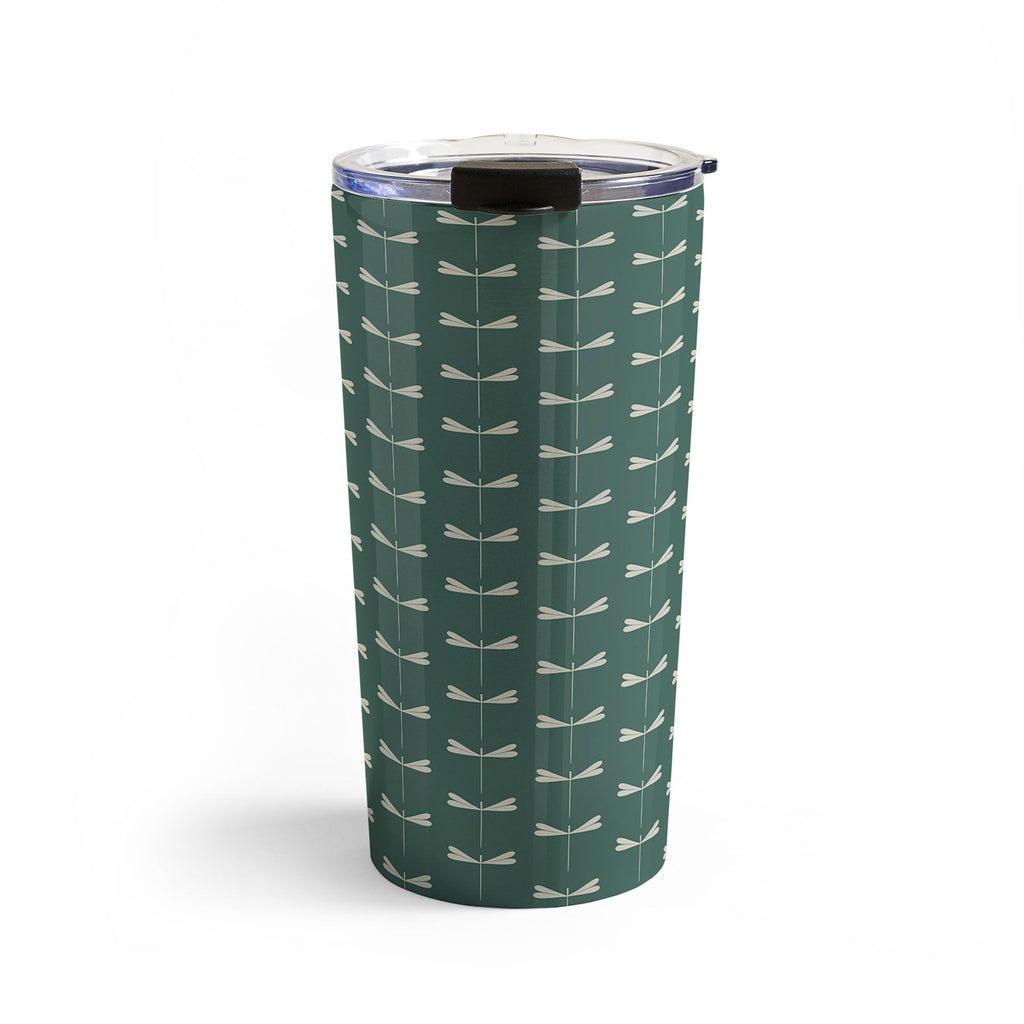 Colour Poems Dragonfly Minimalism Green Travel Mug