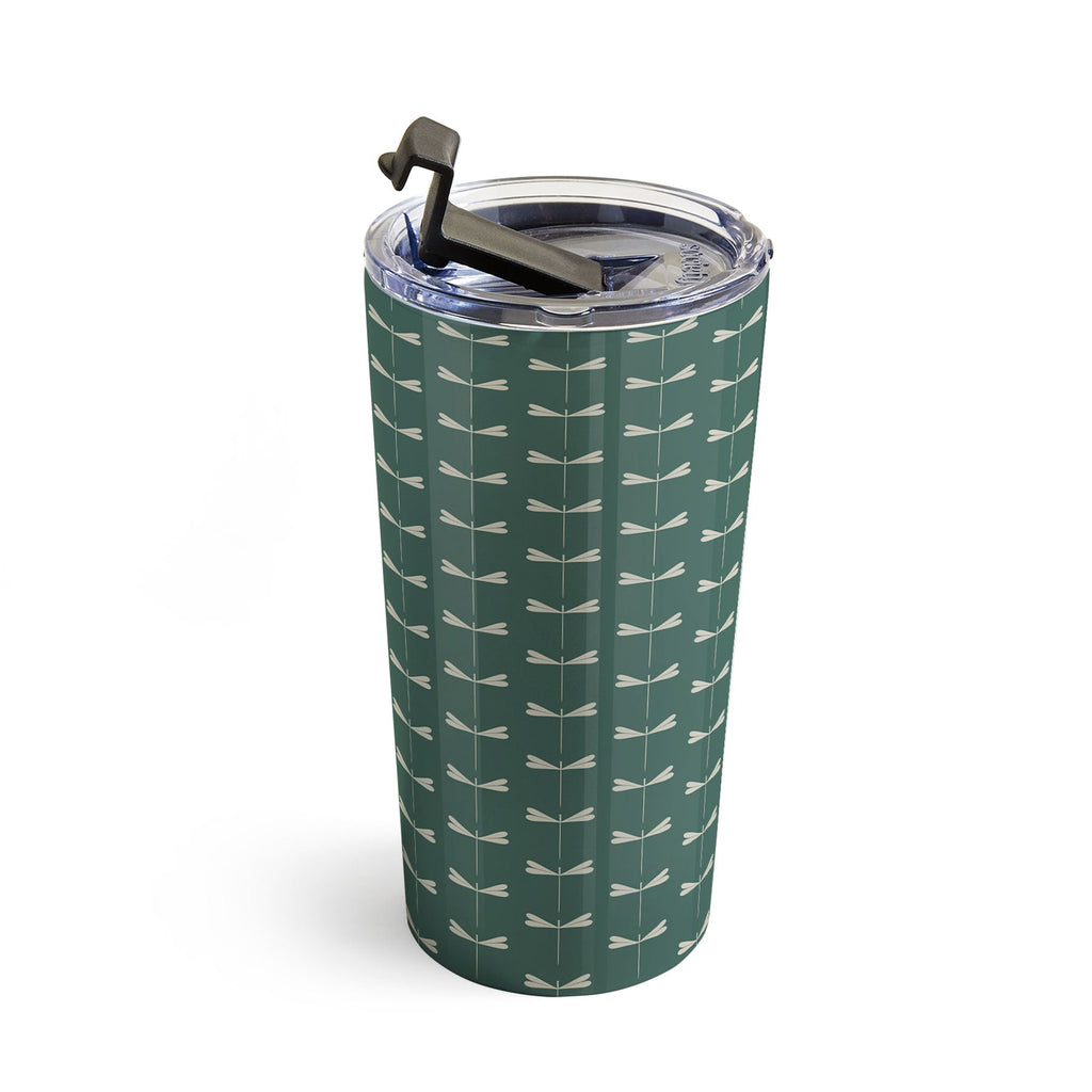 Colour Poems Dragonfly Minimalism Green Travel Mug