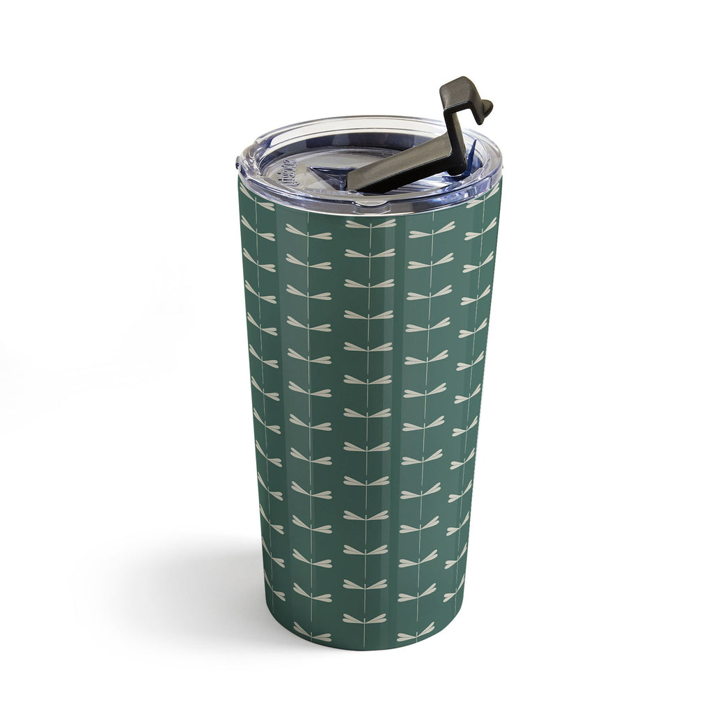 Colour Poems Dragonfly Minimalism Green Travel Mug