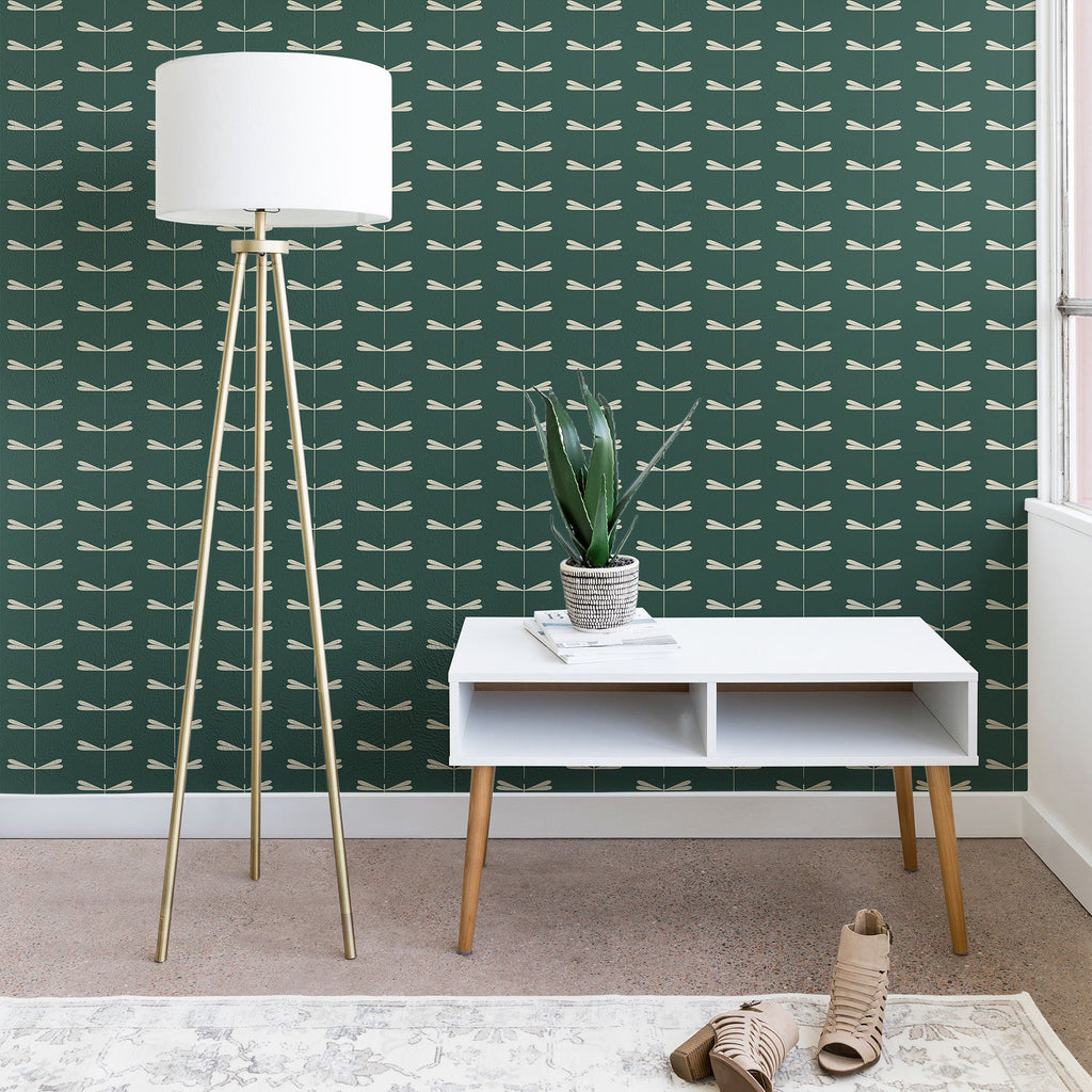 Colour Poems Dragonfly Minimalism Green Wallpaper