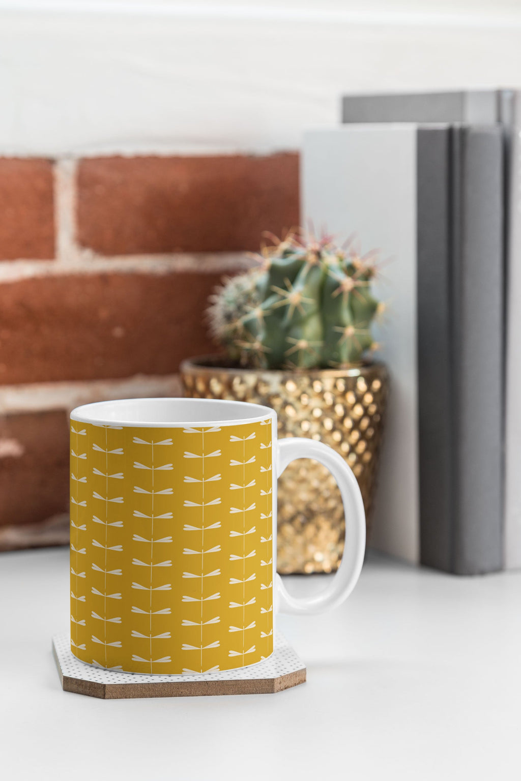 Colour Poems Dragonfly Minimalism Yellow Coffee Mug
