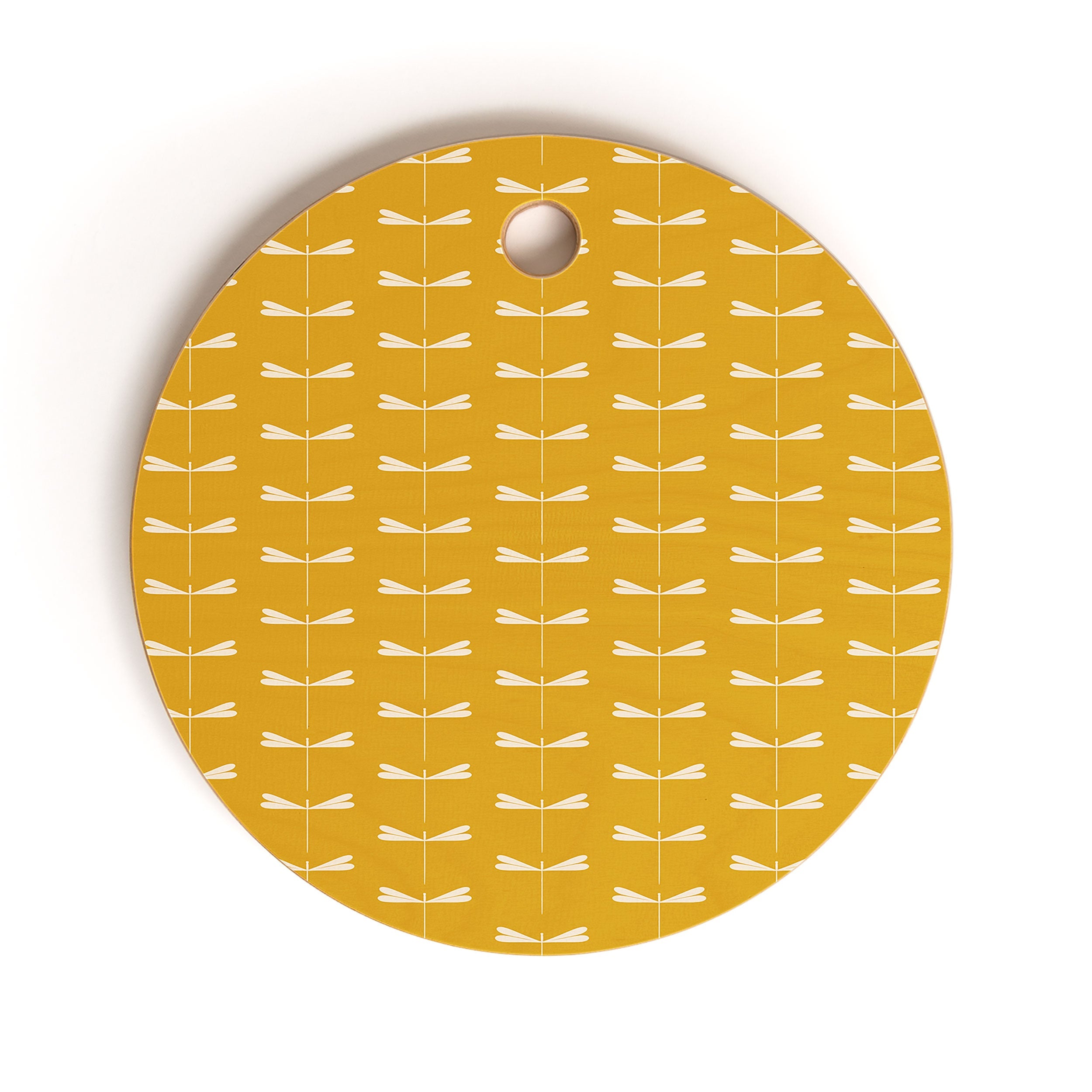 Colour Poems Dragonfly Minimalism Yellow Cutting Board Round