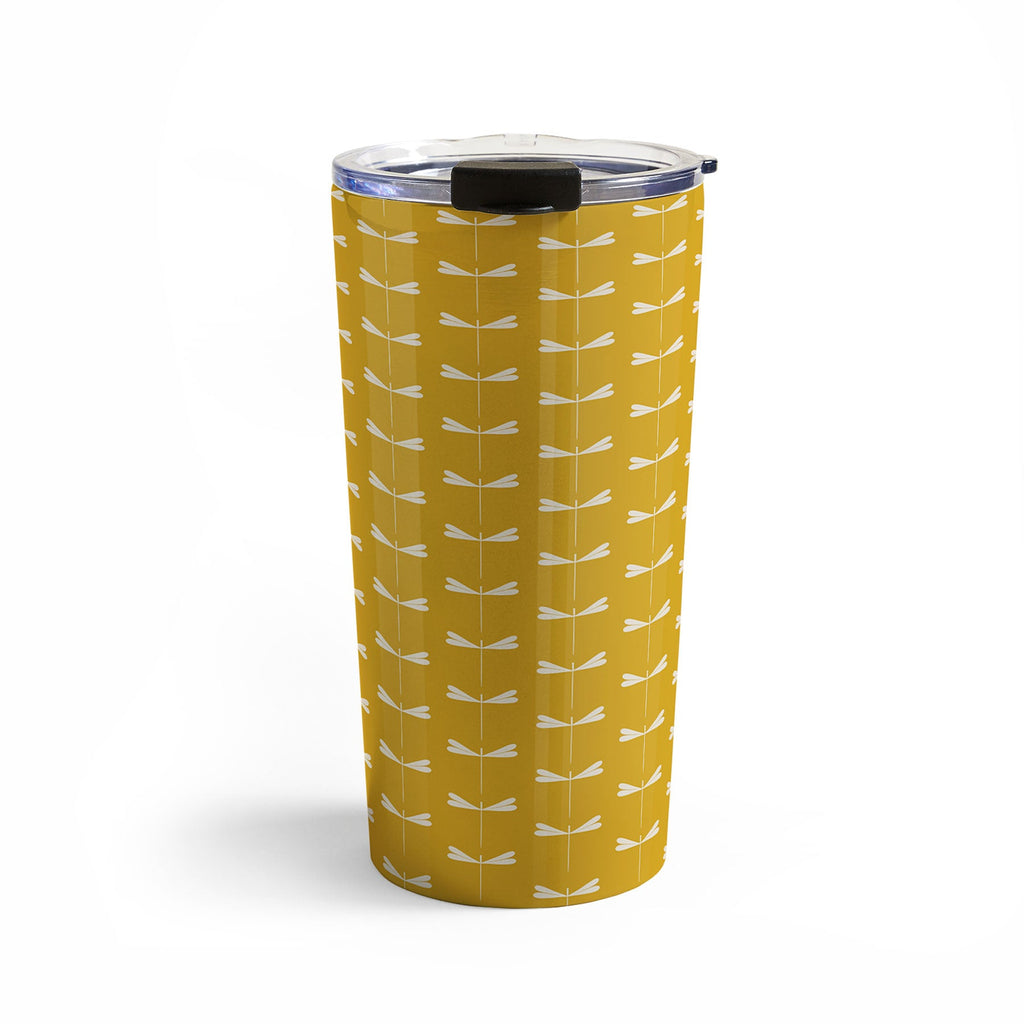 Colour Poems Dragonfly Minimalism Yellow Travel Mug