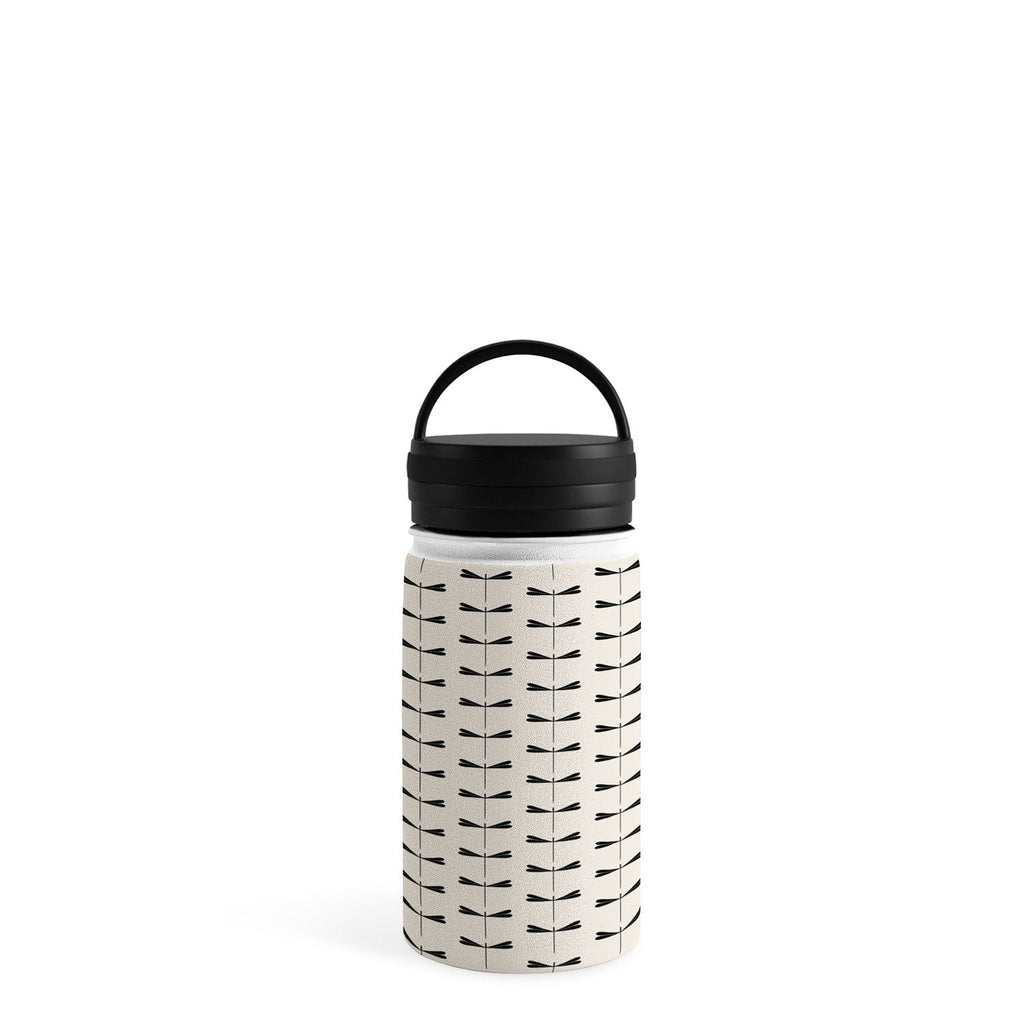 Colour Poems Dragonfly Pattern Black White Water Bottle