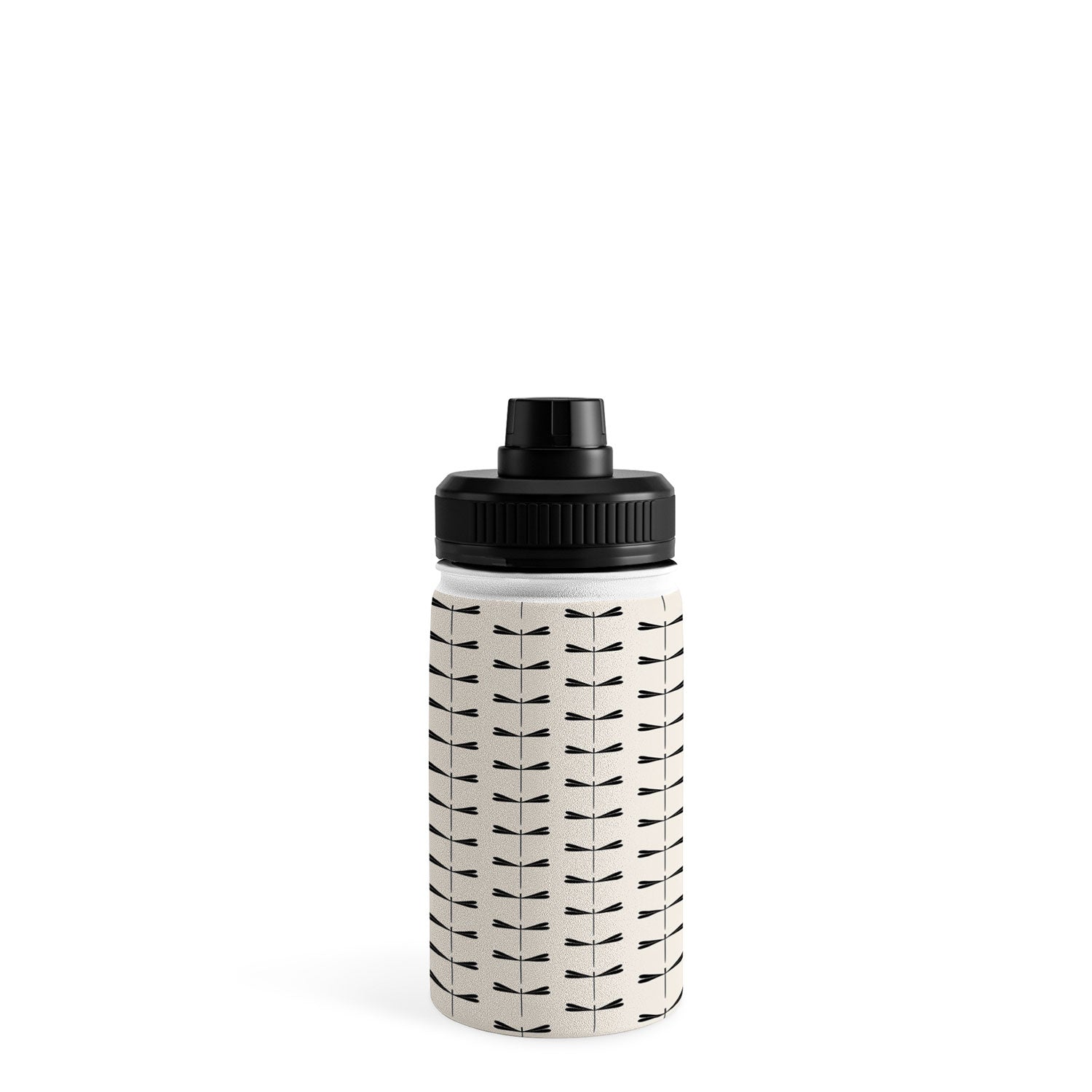 Colour Poems Dragonfly Pattern Black White Water Bottle