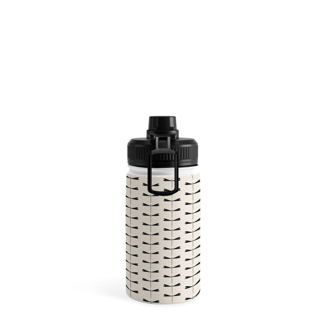 Colour Poems Dragonfly Pattern Black White Water Bottle