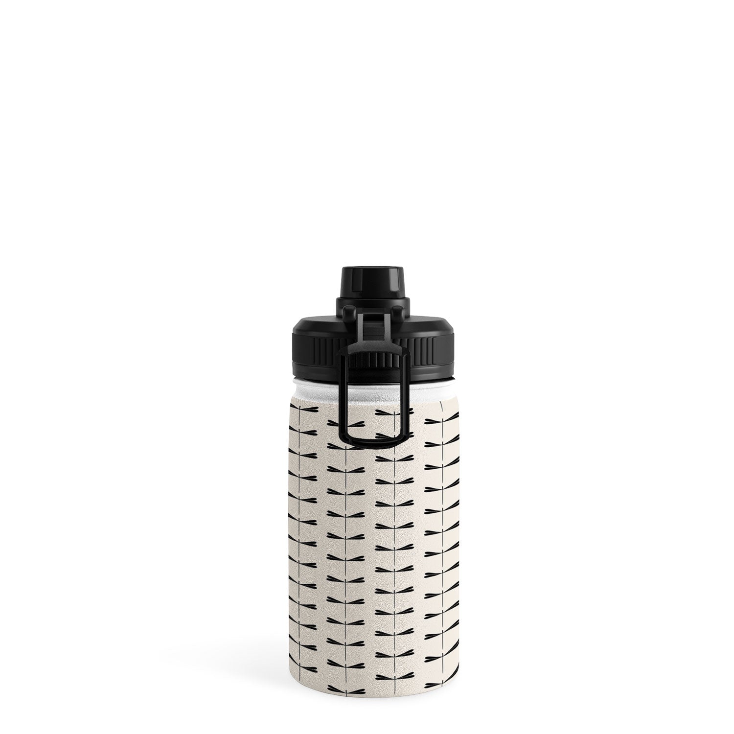 Colour Poems Dragonfly Pattern Black White Water Bottle