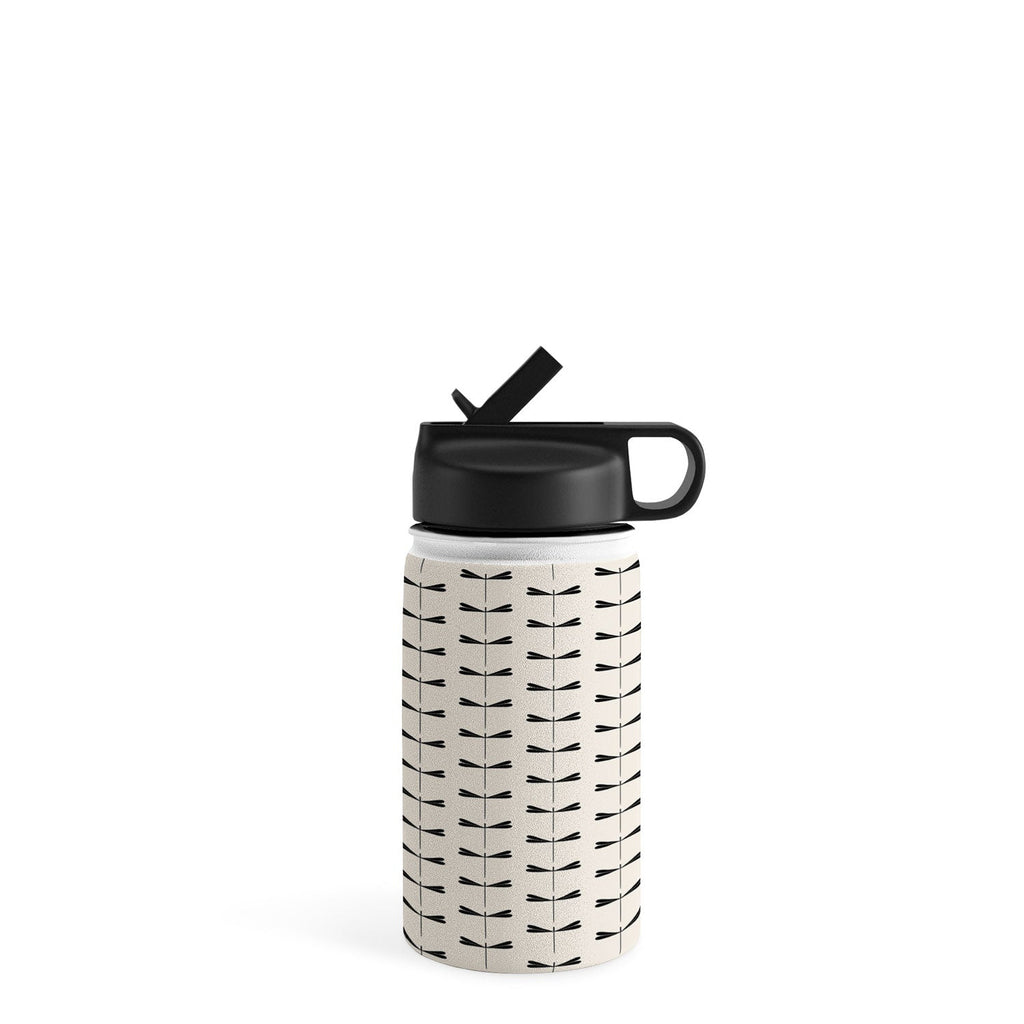 Colour Poems Dragonfly Pattern Black White Water Bottle