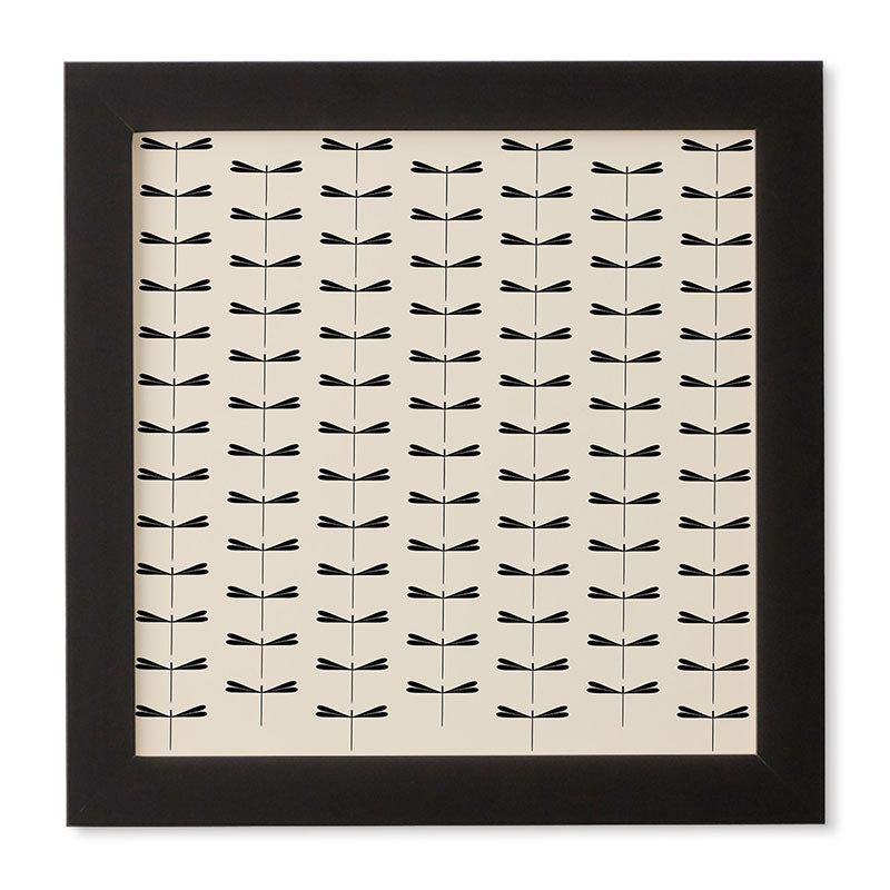 Colour Poems Dragonfly Pattern Black White Framed Wall Art