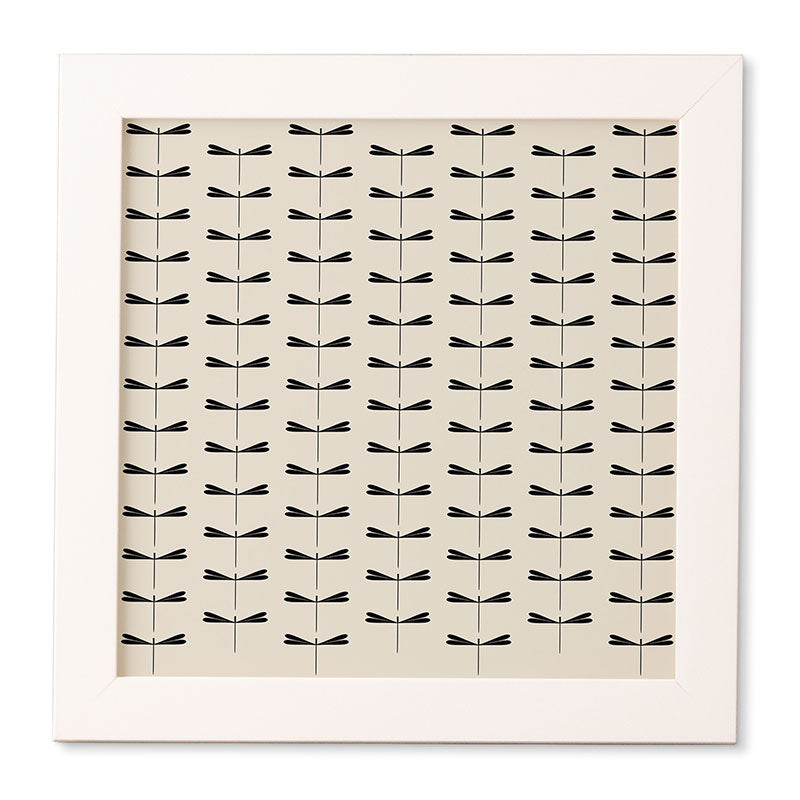 Colour Poems Dragonfly Pattern Black White Framed Wall Art