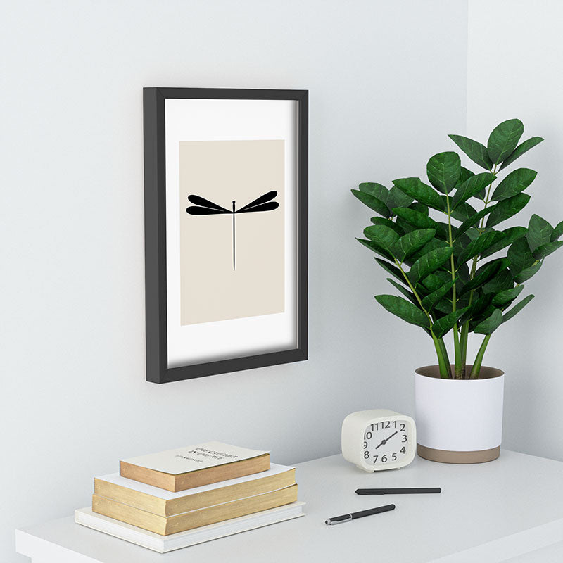 Colour Poems Dragonfly Pattern Black White Recessed Framing Rectangle