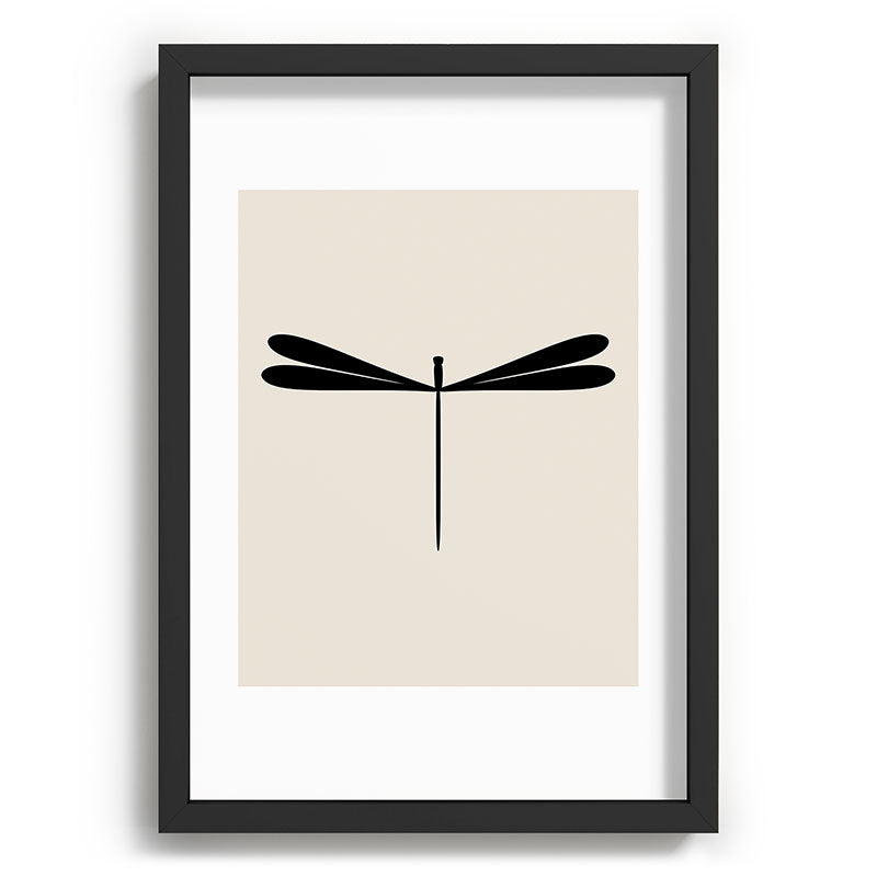 Colour Poems Dragonfly Pattern Black White Recessed Framing Rectangle