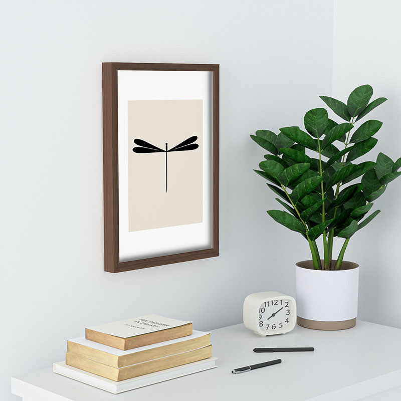Colour Poems Dragonfly Pattern Black White Recessed Framing Rectangle