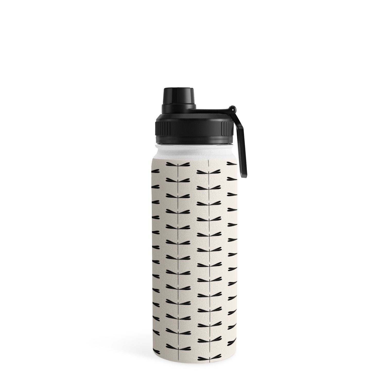 Colour Poems Dragonfly Pattern Black White Water Bottle