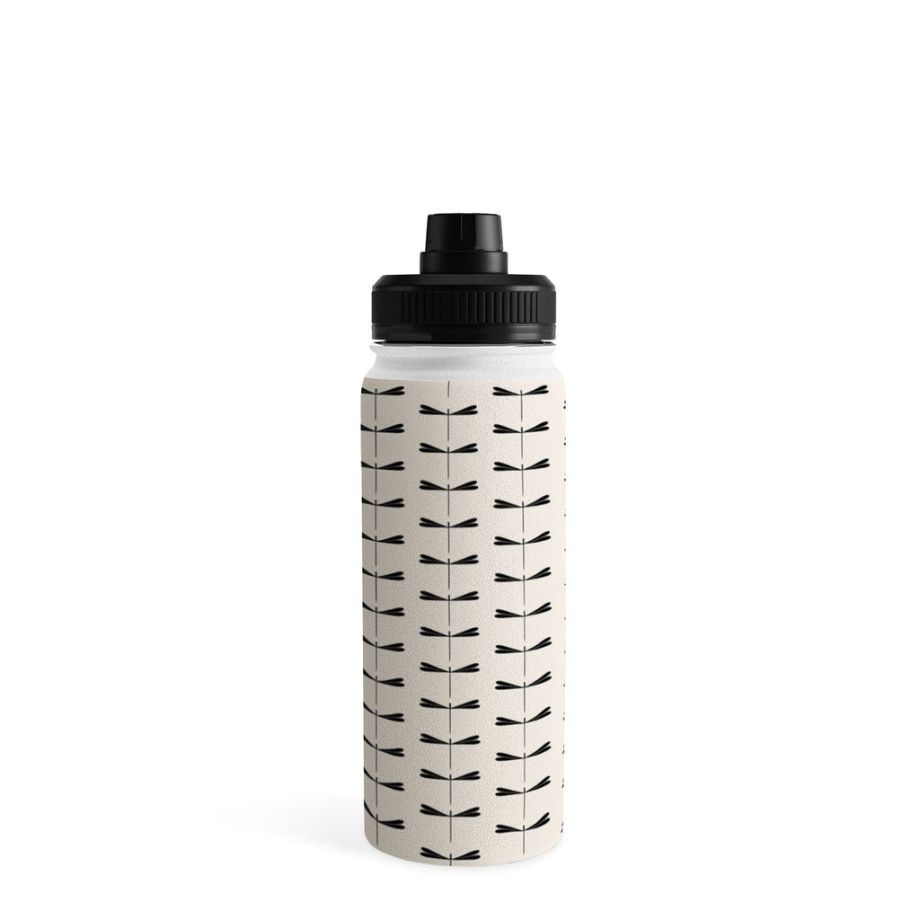 Colour Poems Dragonfly Pattern Black White Water Bottle