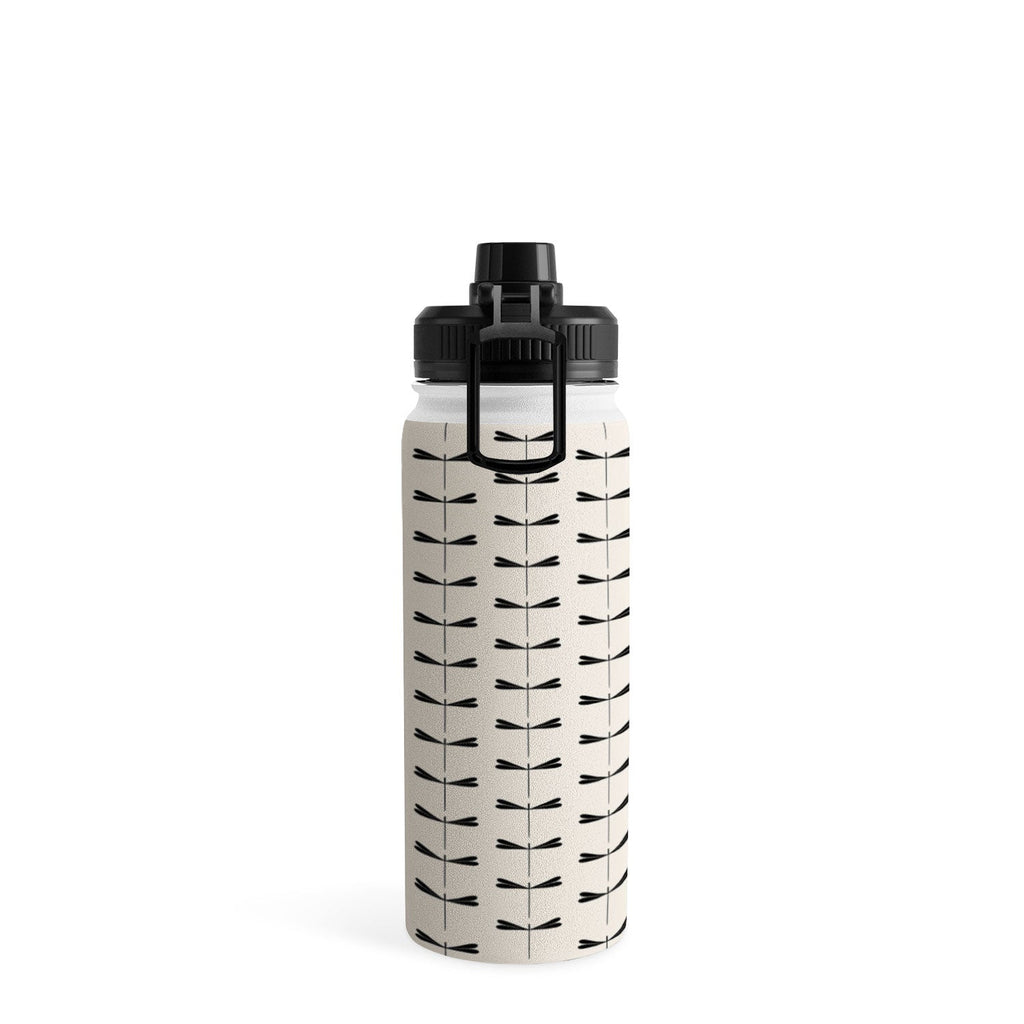 Colour Poems Dragonfly Pattern Black White Water Bottle