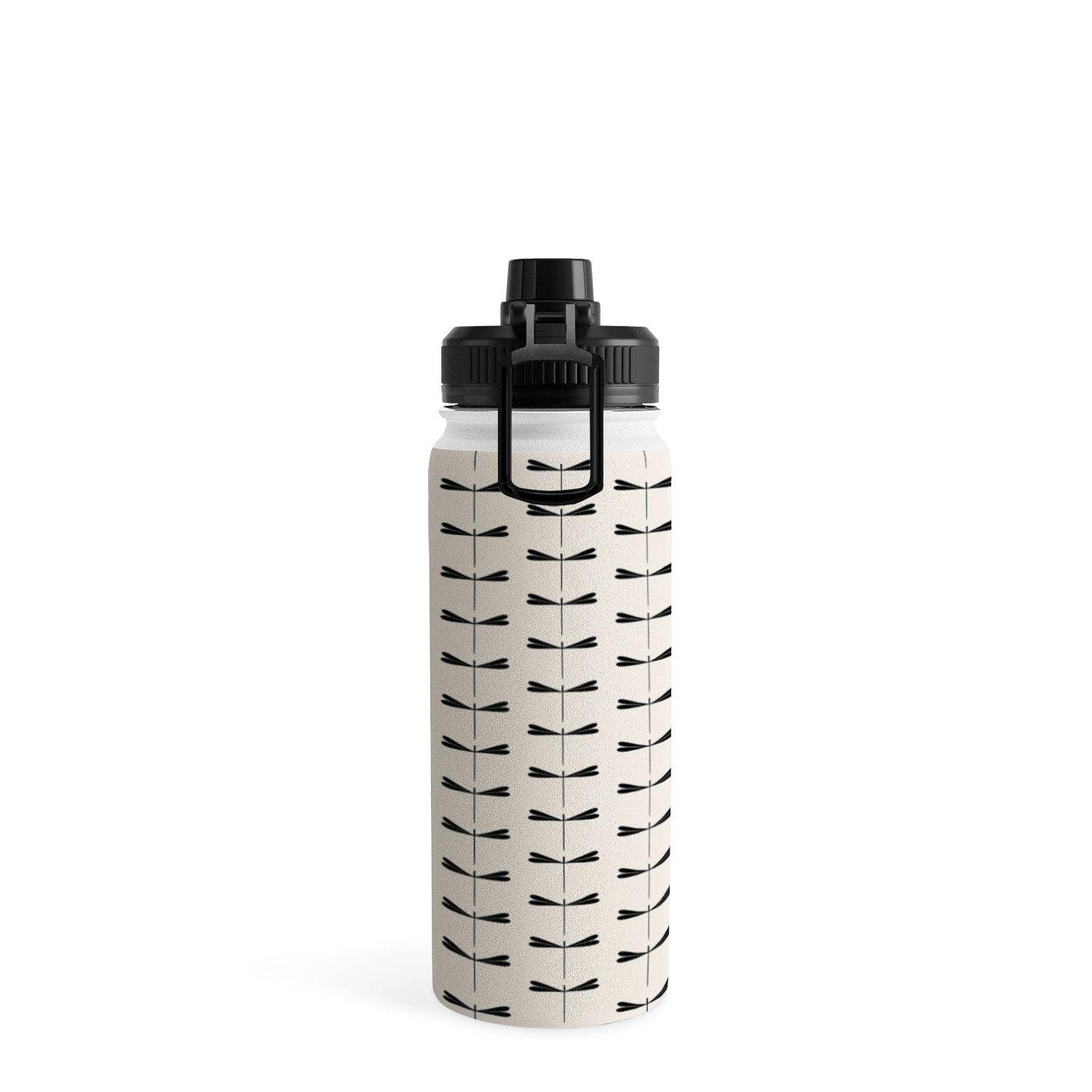 Colour Poems Dragonfly Pattern Black White Water Bottle