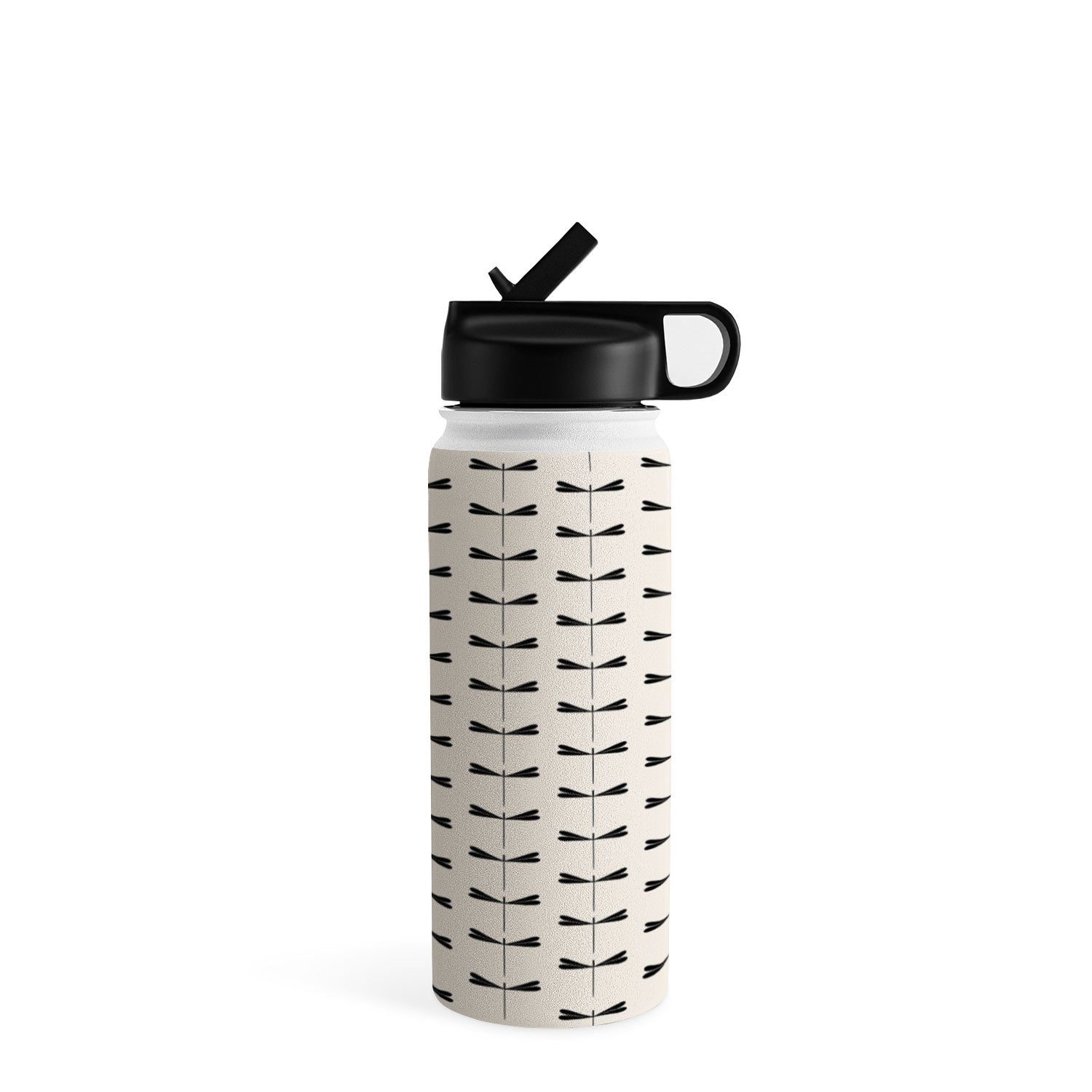 Colour Poems Dragonfly Pattern Black White Water Bottle