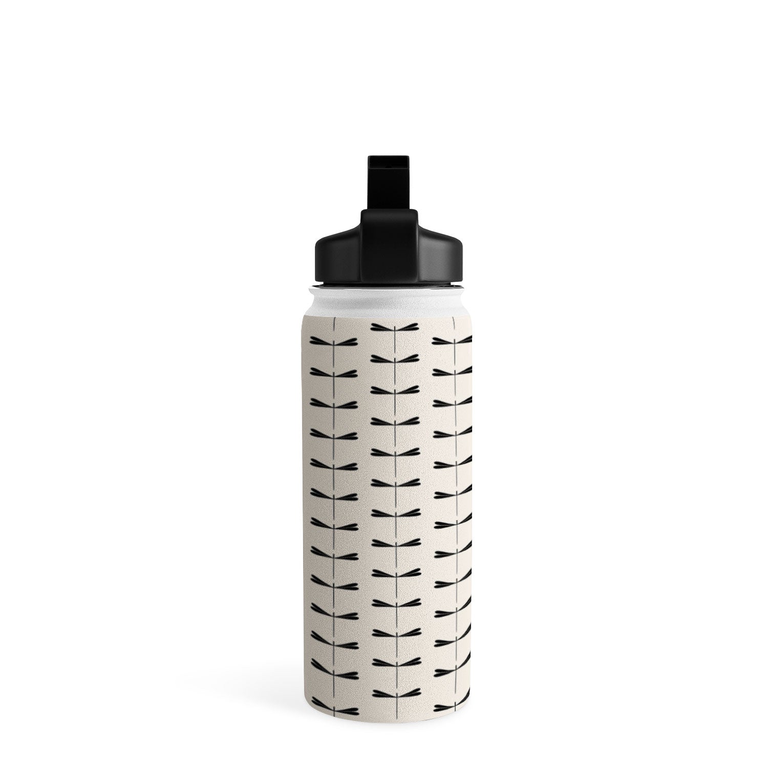 Colour Poems Dragonfly Pattern Black White Water Bottle
