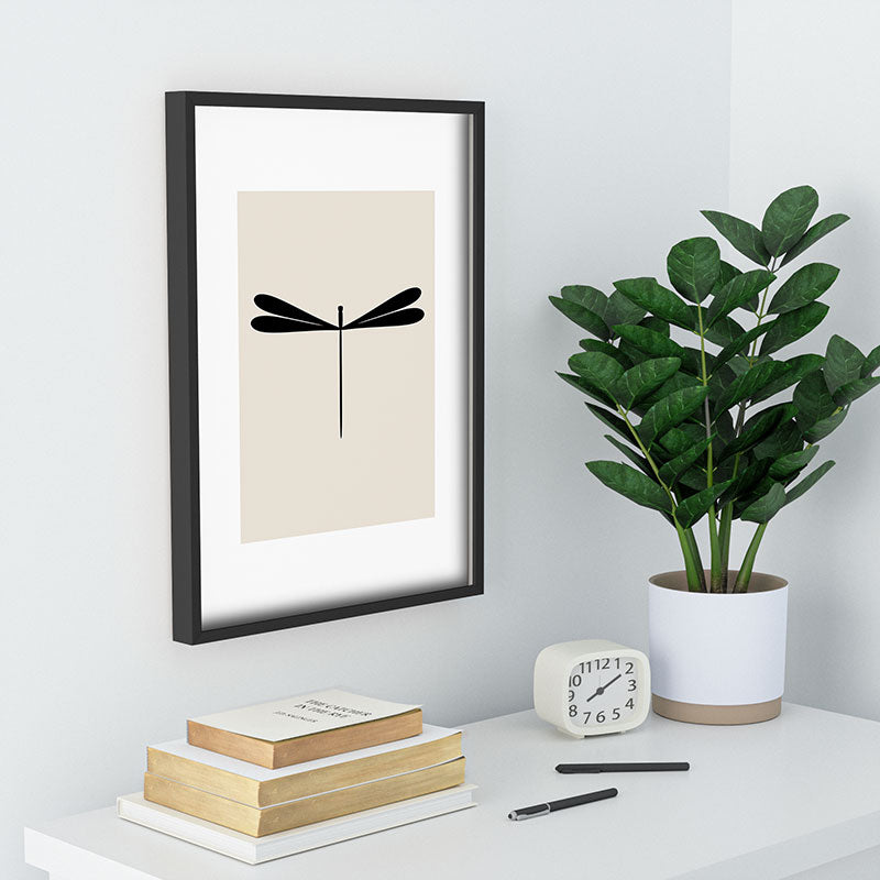 Colour Poems Dragonfly Pattern Black White Recessed Framing Rectangle