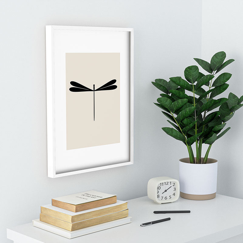 Colour Poems Dragonfly Pattern Black White Recessed Framing Rectangle