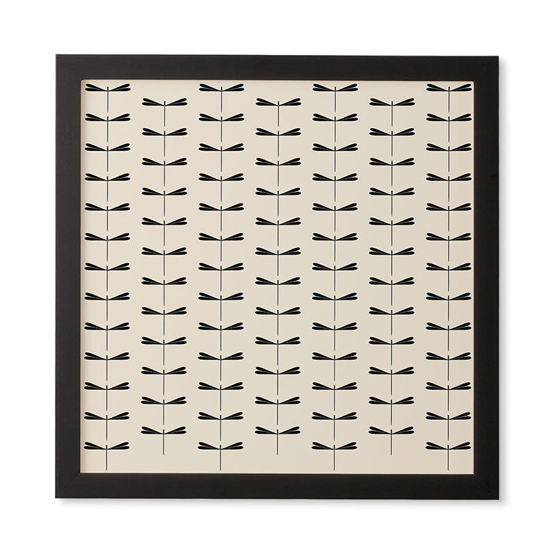 Colour Poems Dragonfly Pattern Black White Framed Wall Art