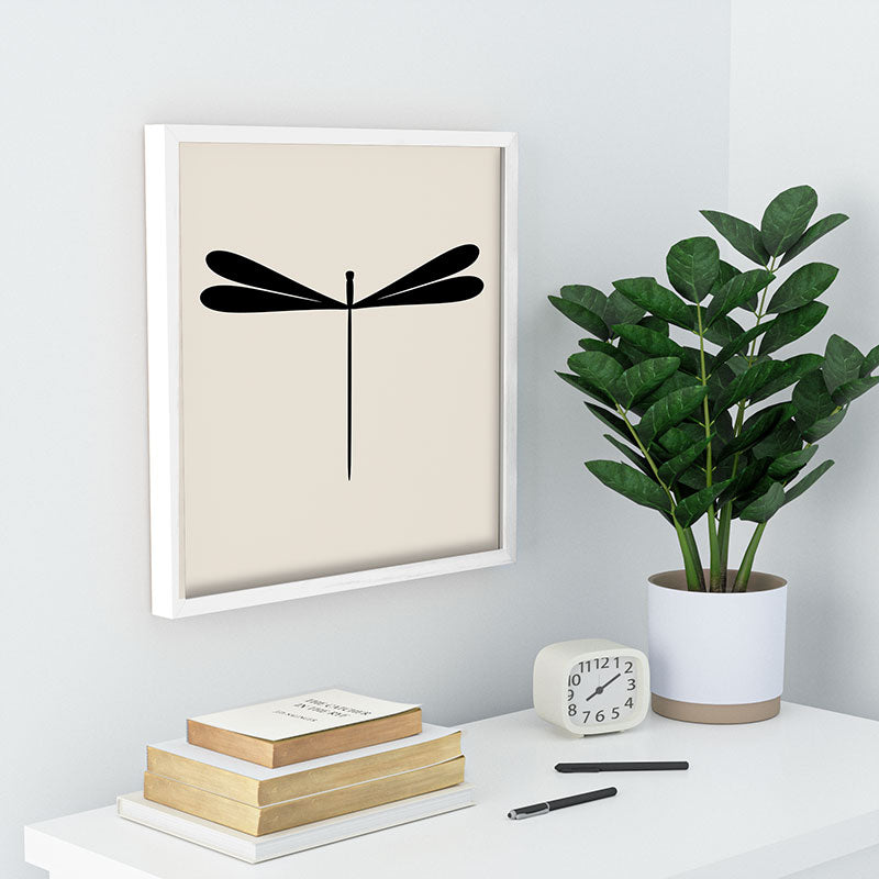 Colour Poems Dragonfly Pattern Black White Recessed Framing Square