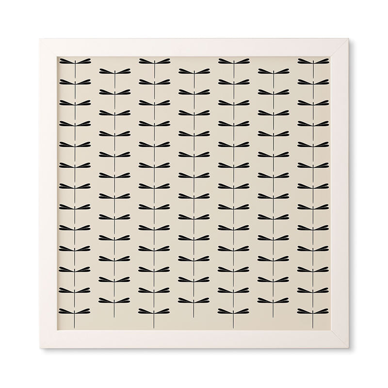 Colour Poems Dragonfly Pattern Black White Framed Wall Art