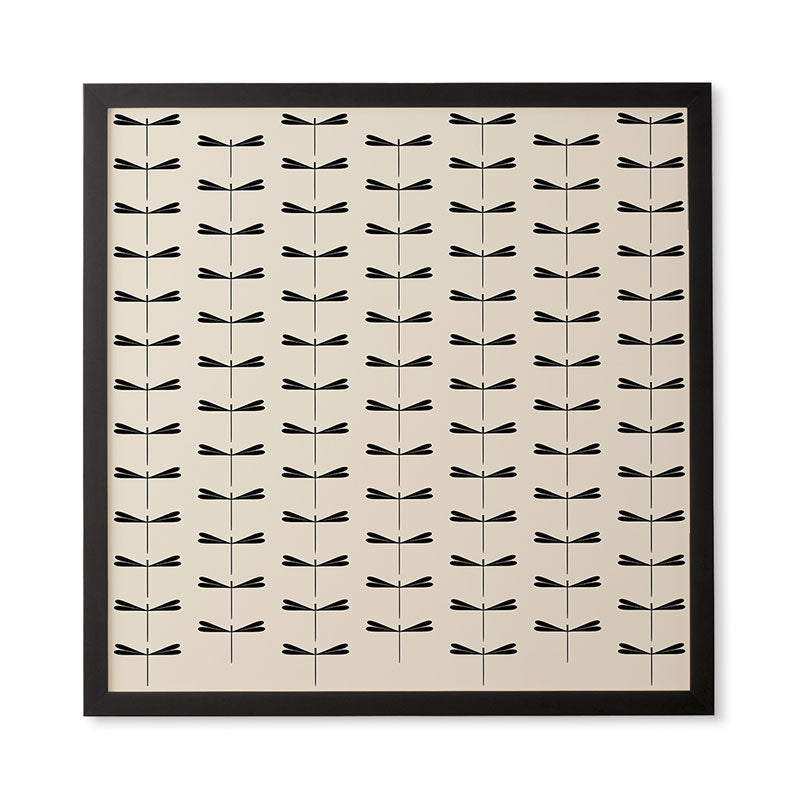 Colour Poems Dragonfly Pattern Black White Framed Wall Art
