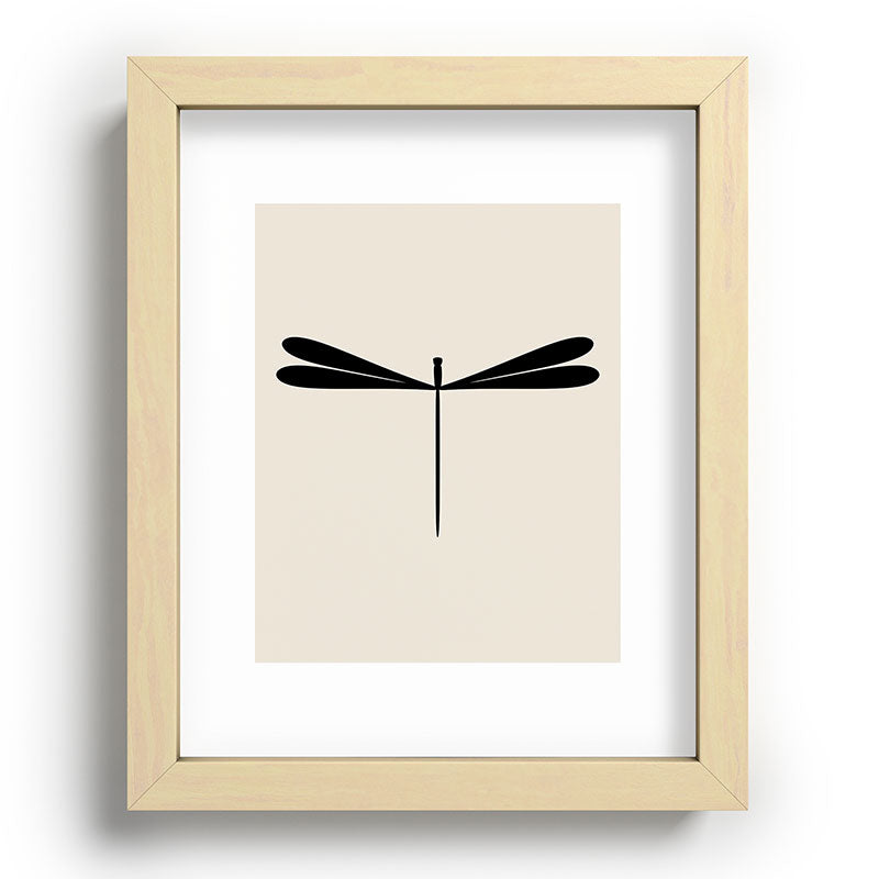 Colour Poems Dragonfly Pattern Black White Recessed Framing Rectangle