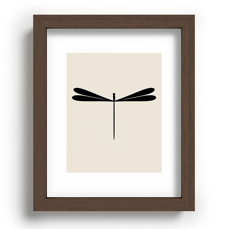 Colour Poems Dragonfly Pattern Black White Recessed Framing Rectangle