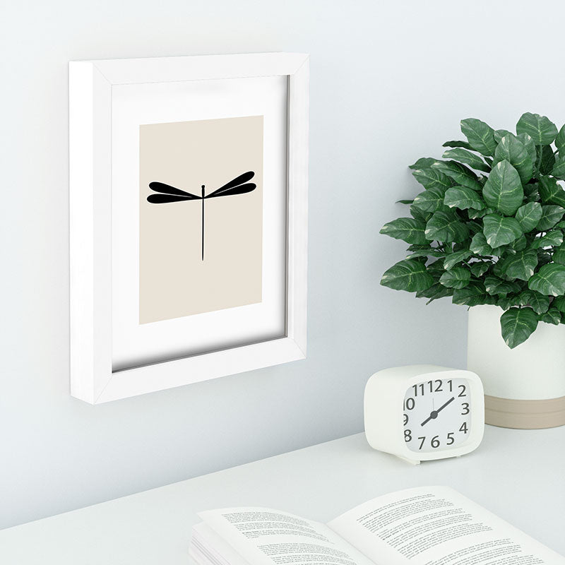 Colour Poems Dragonfly Pattern Black White Recessed Framing Rectangle