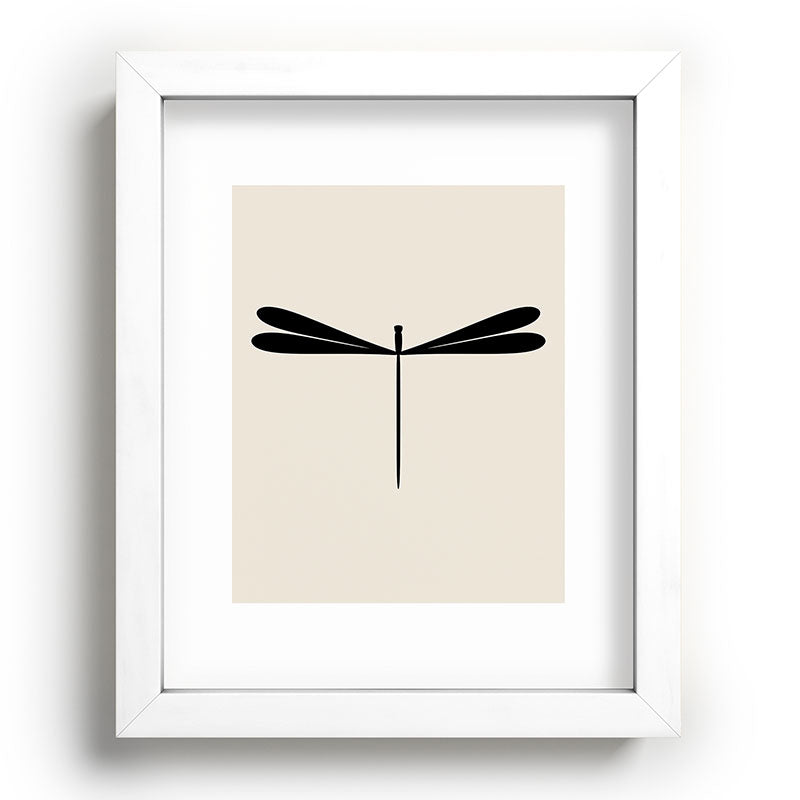 Colour Poems Dragonfly Pattern Black White Recessed Framing Rectangle