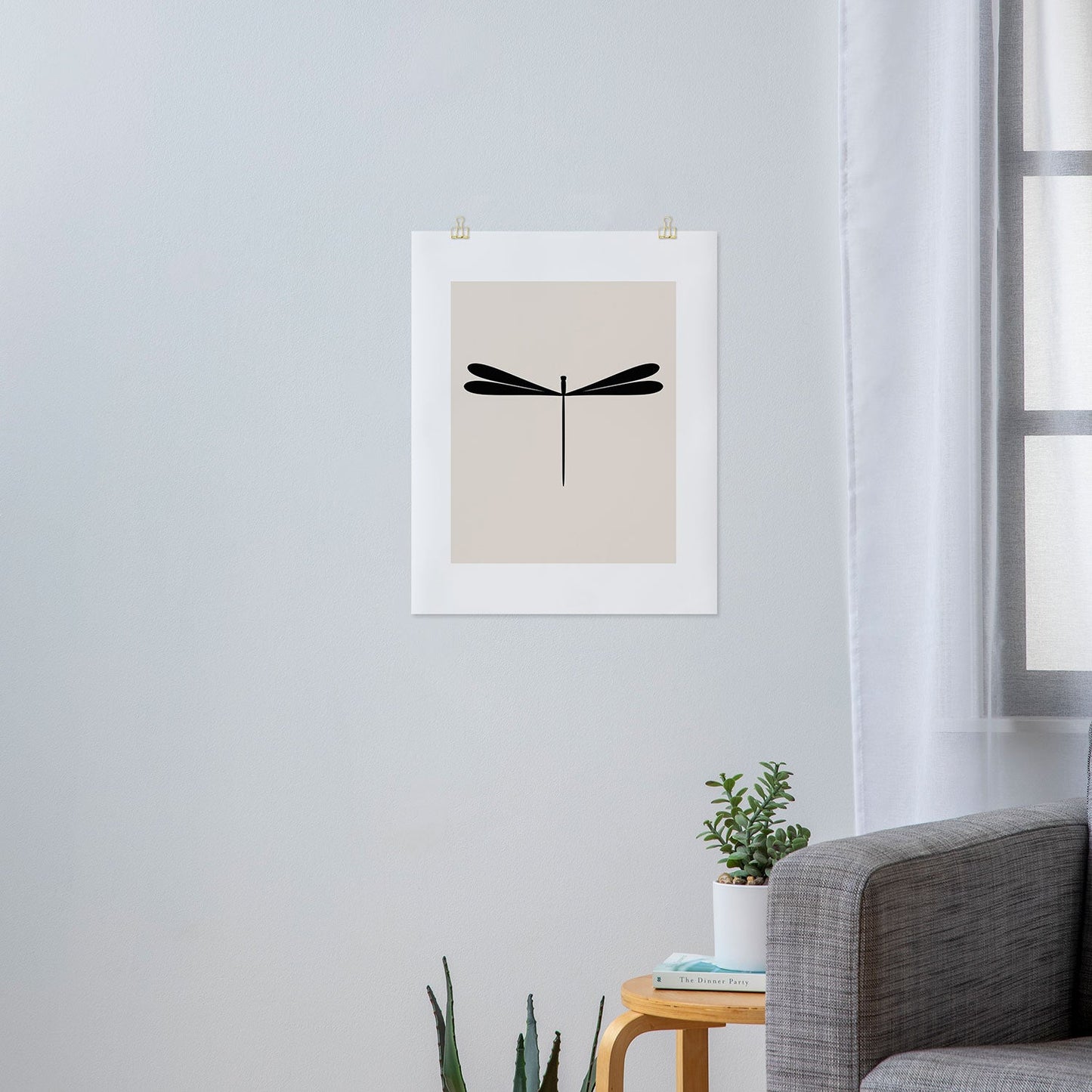 Colour Poems Dragonfly Pattern Black White Art Print