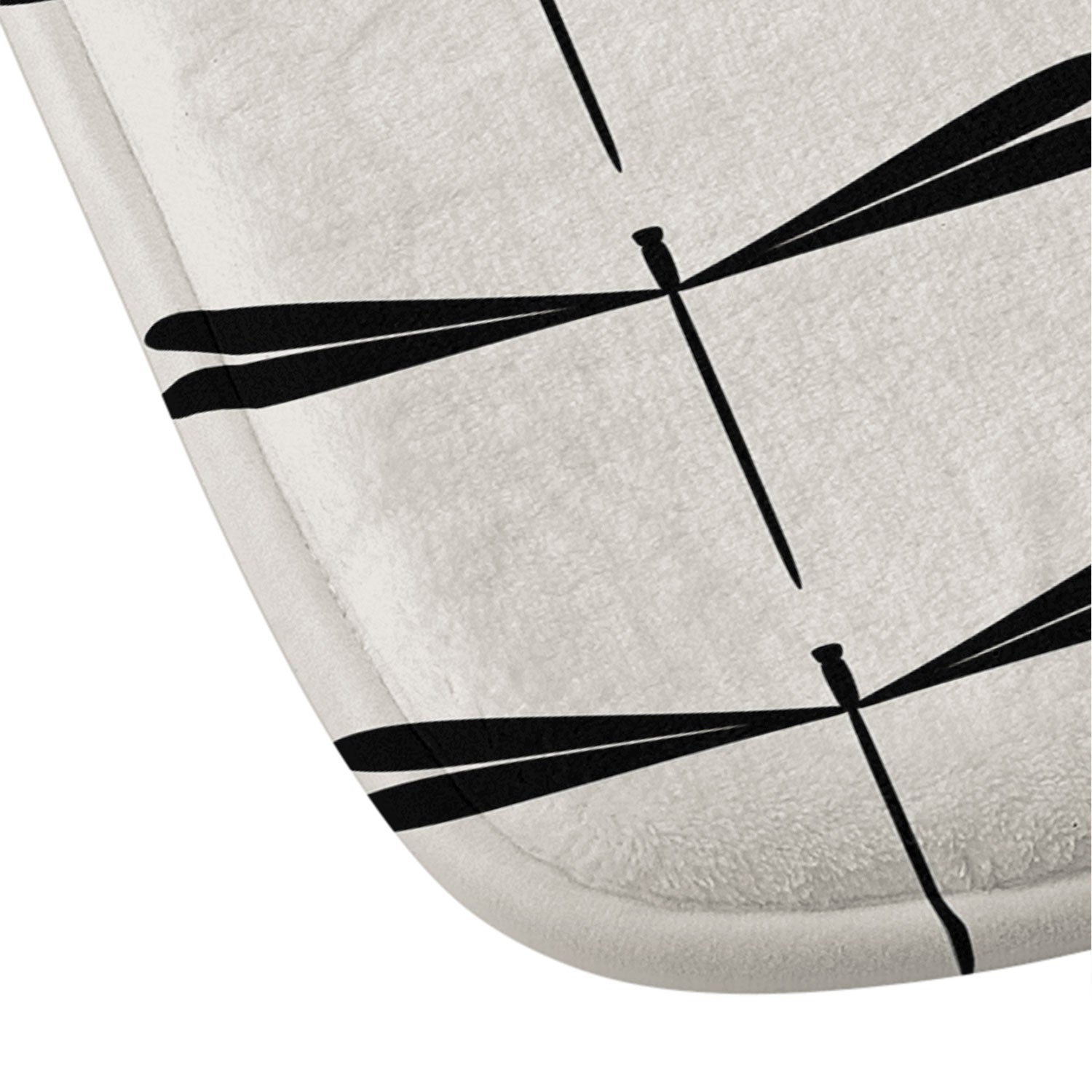 Colour Poems Dragonfly Pattern Black White Memory Foam Bath Mat