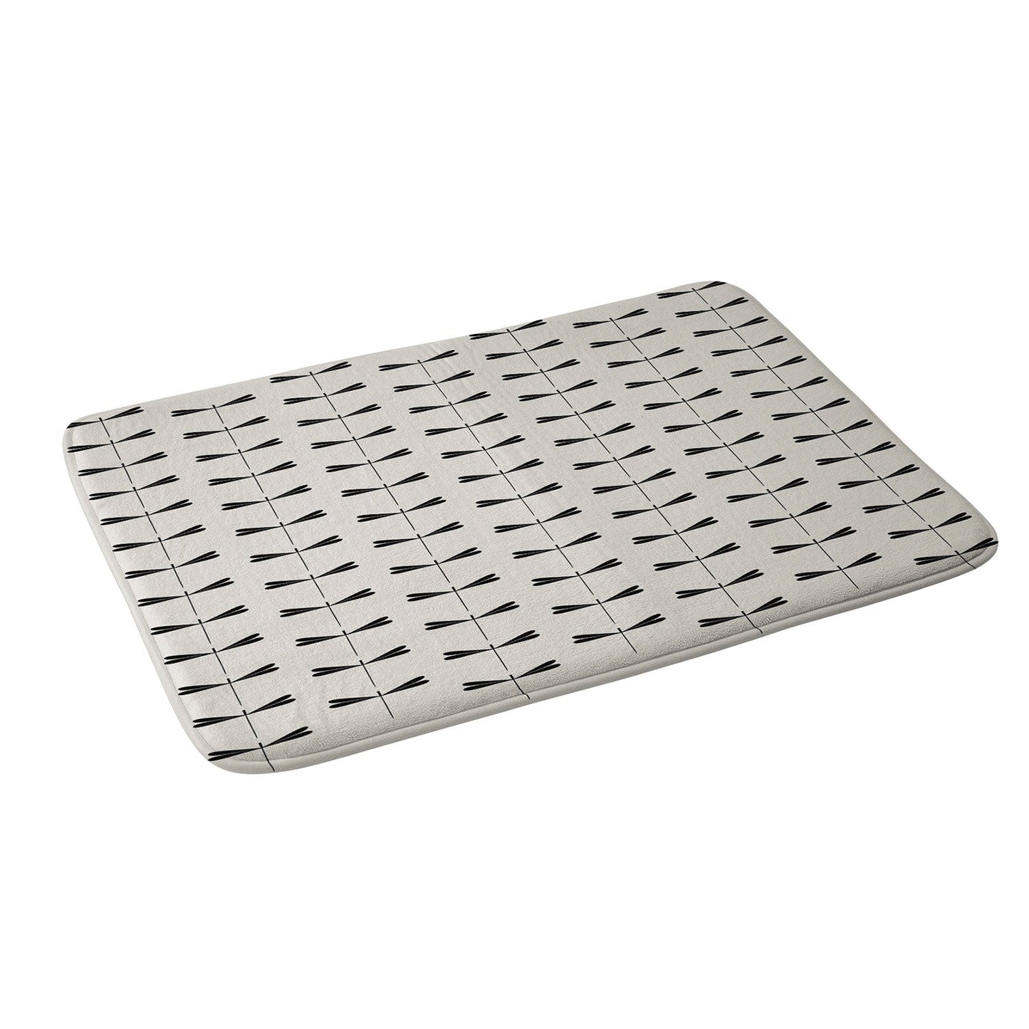 Colour Poems Dragonfly Pattern Black White Memory Foam Bath Mat