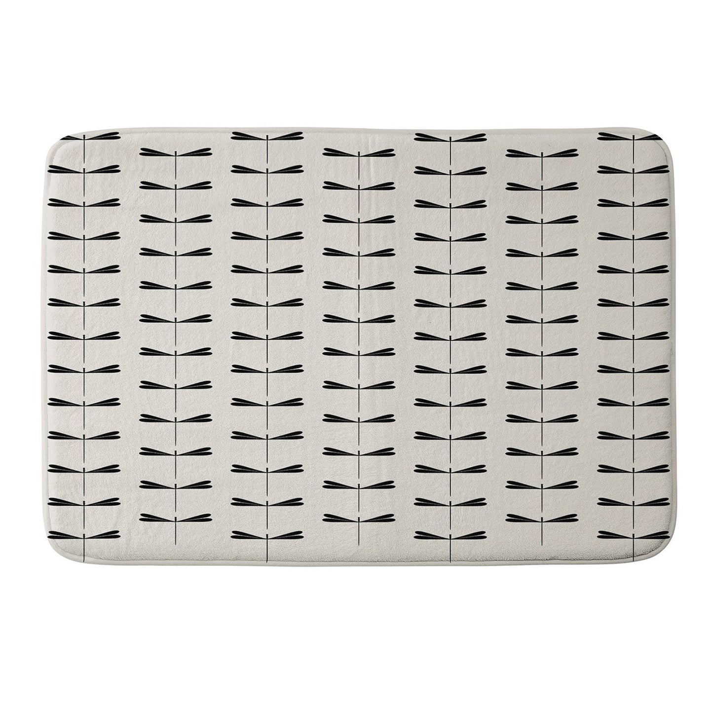 Colour Poems Dragonfly Pattern Black White Memory Foam Bath Mat