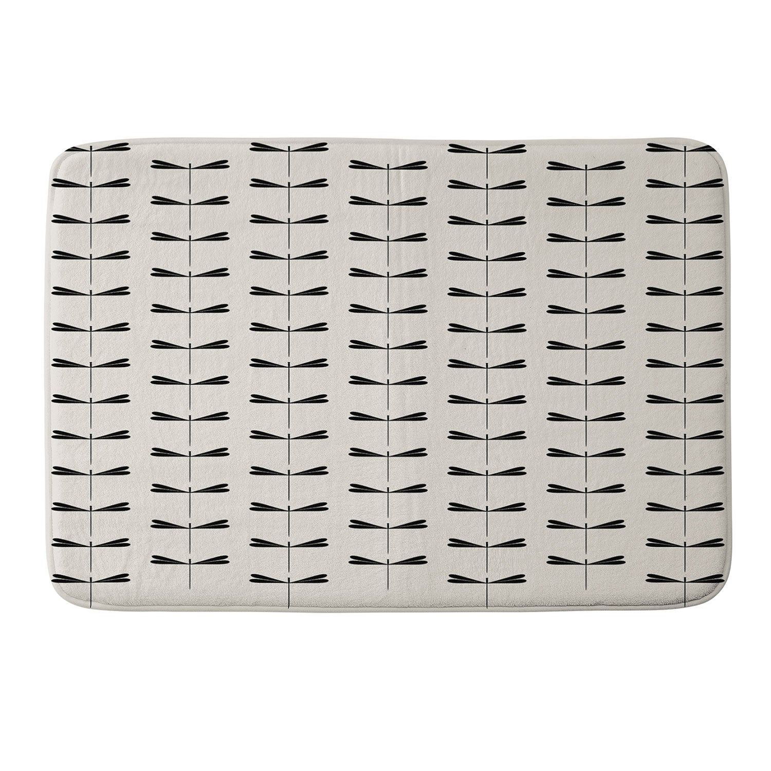 Colour Poems Dragonfly Pattern Black White Memory Foam Bath Mat