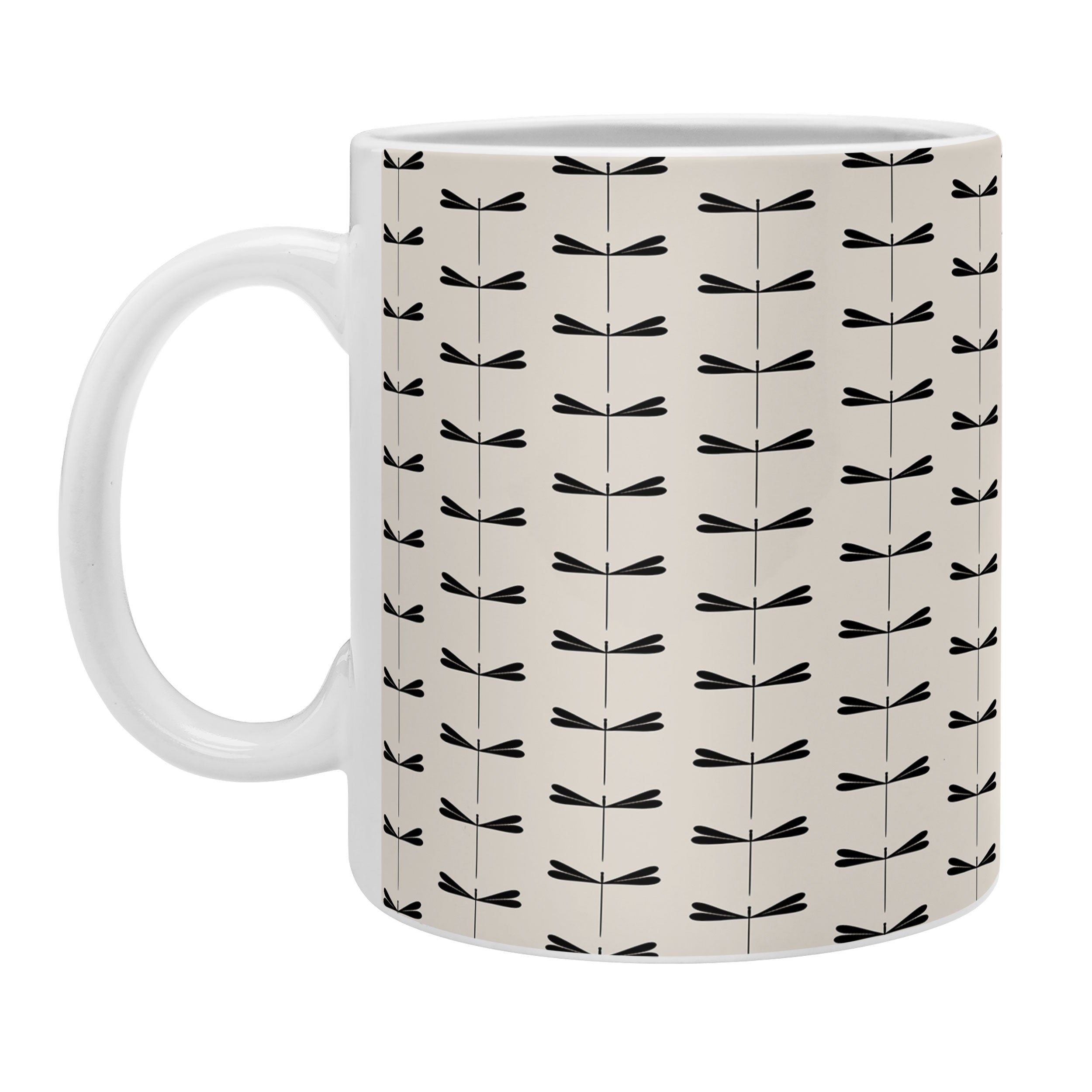 Colour Poems Dragonfly Pattern Black White Coffee Mug